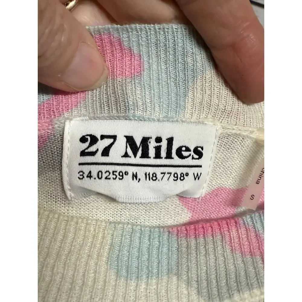 27 Miles Sweater Womens Small Pastel Camo Coastal Malibu Linen Cotton